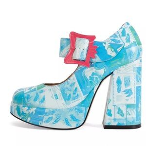 Blue and Pink Platform Mary Jane Heels